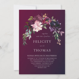 Romantischer Fall Floral Burgundy Wash QR Code Hoc Einladung