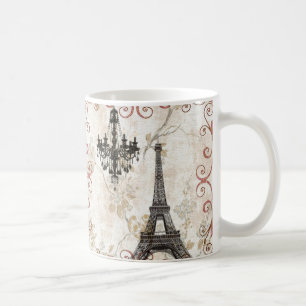 Romantischer Fall-Herbst verlässt Turm Paris Tasse