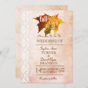 Romantischer Fall in der Liebe Romantische Hochzei Einladung