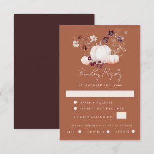 Romantischer Fall Terracotta Wildblume Hochzeit RSVP Karte
