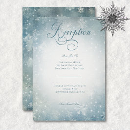 Romantischer Falling Snow Blue White Sparkle Empfa Begleitkarte