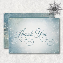 Romantischer Falling Snow Blue White Sparkle Empfa Dankeskarte