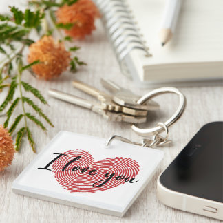 Romantischer Fingerabdruck Herz “Ich liebe dich” A Schlüsselanhänger