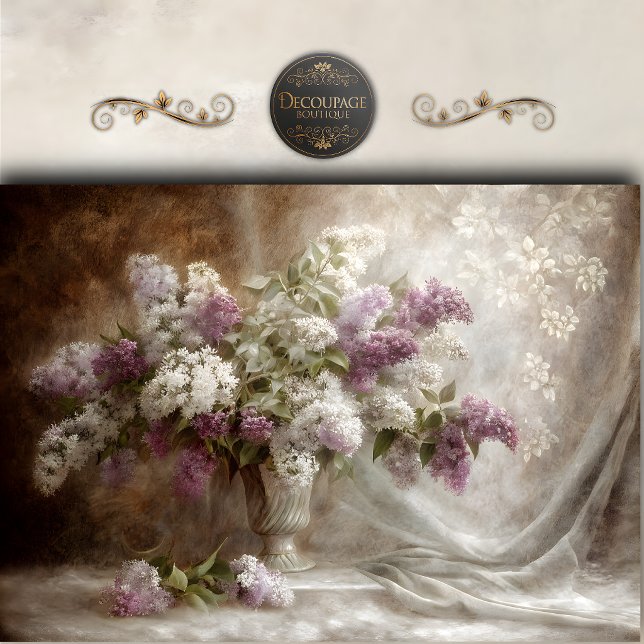 Romantischer Flieder Blumenstrauß Dekoupage Seidenpapier (Romantic Lilac Floral Bouquet Decoupage Tissue Paper)
