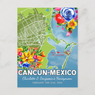 Romantischer Flitterwochenurlaub Cancun Mexiko Kar Postkarte