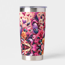 Romantischer floraler Herz-Tumbler-Wrap – 20 oz