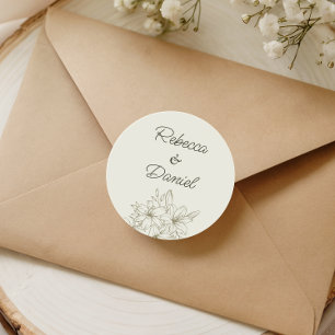 Romantischer floraler Hochzeitsumschlag-Siegel-Auf Runder Aufkleber