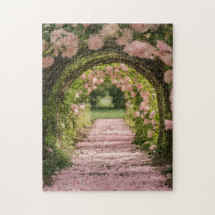 Romantischer floraler Torbogen-Gartenweg für Fraue Puzzle