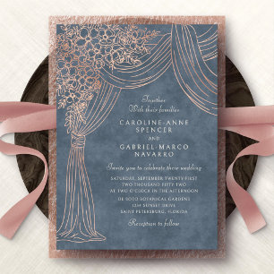Romantischer floraler Vorhangbogen Hochzeit Folieneinladung