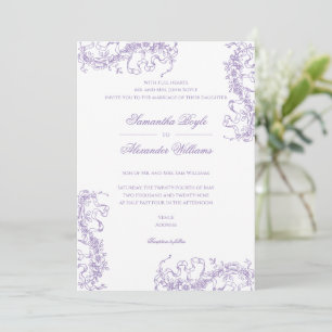 Romantischer französischer Rokoko Lavender Wedding Einladung