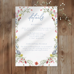 Romantischer Frühlings-Wildblumengarten-Hochzeit Begleitkarte