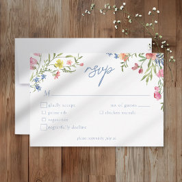 Romantischer Frühlings-Wildblumengarten-Hochzeit RSVP Karte