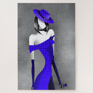 Romantischer Gangster-Moll mit Rose Jigsaw Puzzle