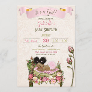 Romantischer Garten-Baby-Shower Rosa Grüne Rosen Einladung
