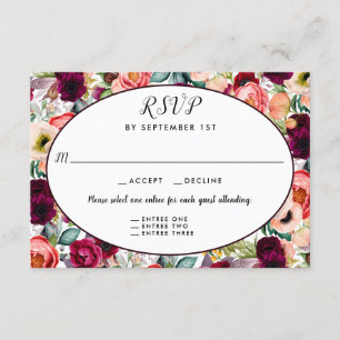 Romantischer Garten Blumen Empfang 3 Entree UAWG RSVP Karte