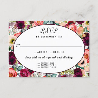 Romantischer Garten Blumen Empfang 3 Entree UAWG RSVP Karte