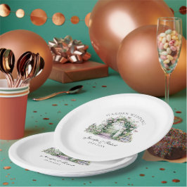 Romantischer Garten Hochzeitsbrunnen Pappteller