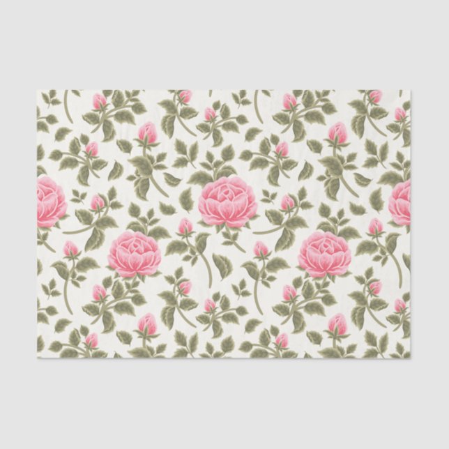 Romantischer Garten mit rosa Blumen Trendy Decoupa Seidenpapier (Vorderseite)