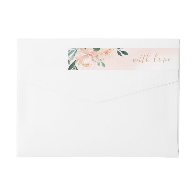 Romantischer Garten Peach Aquarell Hochzeit (Rückseite)