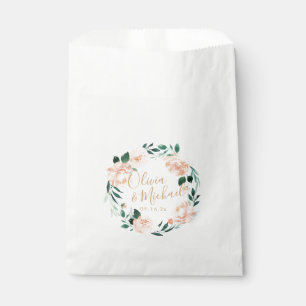 Romantischer Garten Peach Aquarell Hochzeit Geschenktütchen