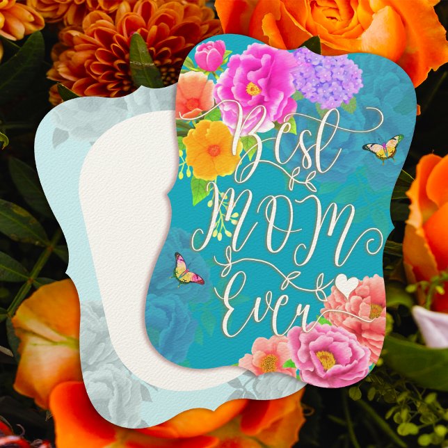 Romantischer Garten Peonies Aquamarin Beste Mama Einladung (Romantic Peonies Garden Best Mom Ever Teal Mother's Day Card.)