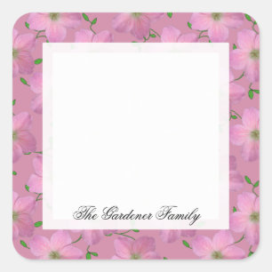 Romantischer Garten Pink Geranium Blume Quadratischer Aufkleber
