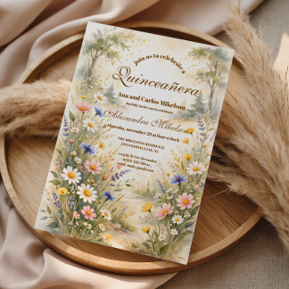 Romantischer Gartenblüten-Quinceañera Einladung