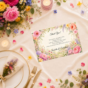 Romantischer Geheimgarten-Blütenhochzeit Dankeskarte