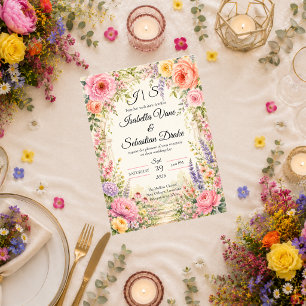 Romantischer Geheimgarten-Blütenhochzeit  Einladung