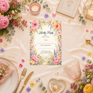 Romantischer Geheimgarten-Blütenhochzeit RSVP Karte