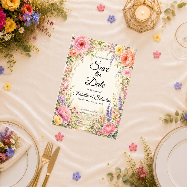 Romantischer Geheimgarten Hochzeit in Blüte Save The Date (Von Creator hochgeladen)