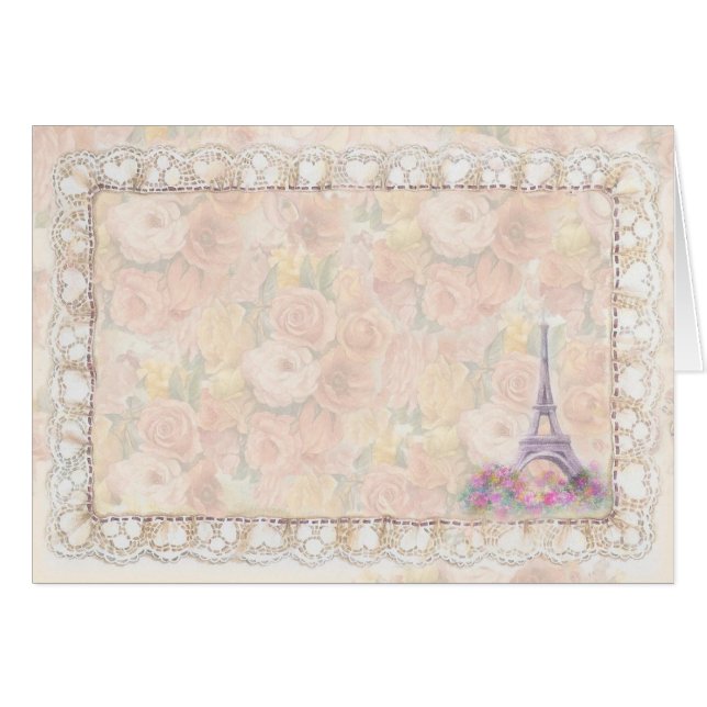 Romantischer gemalter Rosen-Eiffel-Turm (Vorderseite (Horizontal))