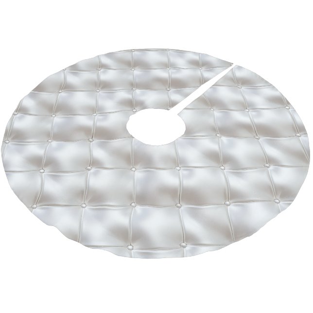 Romantischer Glam White Imitats Leather Polyester Weihnachtsbaumdecke (Schrägansicht)