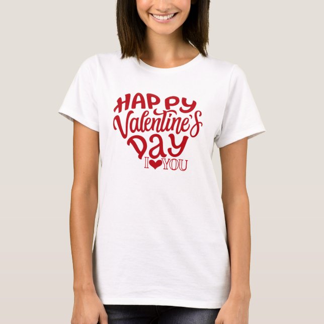 Romantischer glücklicher Valentinstag Ich liebe di T-Shirt (Vorderseite)