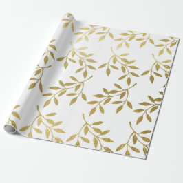 Romantischer Gold Botanischer Leaf Wedding Wrappin Geschenkpapier
