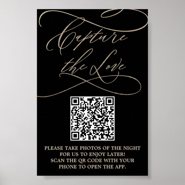 Romantischer Gold- und Black-QR-Code erfassen die  Poster (Vorne)