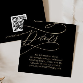 Romantischer Gold und Black QR Code Hochzeitsdetai Begleitkarte