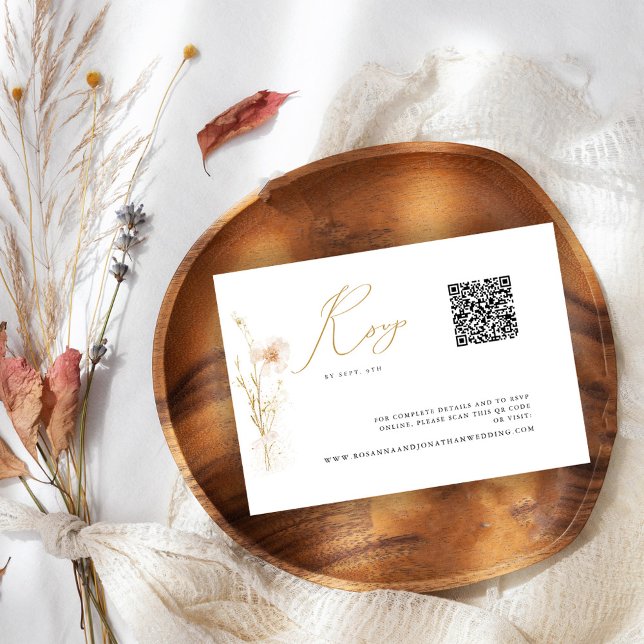 Romantischer Goldblush - Website QR Code RSVP Karte (Von Creator hochgeladen)