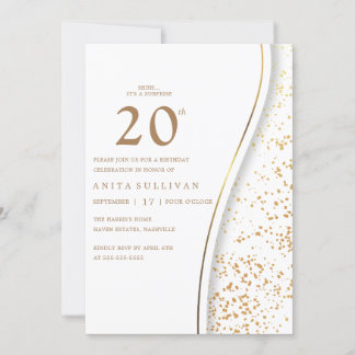 Romantischer Goldener Glitzer 20. Einladung
