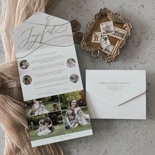 Romantischer goldener Weihnachts-Multi-Foto-Urlaub All In One Einladung