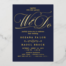 Romantischer Goldfoil Emerald Blühe wir Hochzeit Folieneinladung