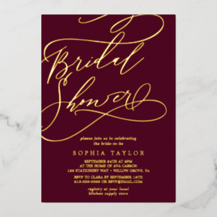 Romantischer Goldschmied   Burgund-Brautparty Folieneinladung