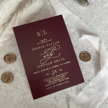 Romantischer Goldschmied | Burgundy Monogram Weddi