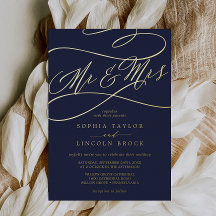 Romantischer Goldschmied | Navy Blue Mr & Mrs Wedd