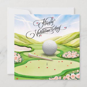 Romantischer Golfplatz mit Rosen – Aquarell Feiertagskarte