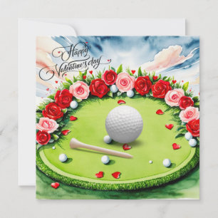 Romantischer Golfplatz mit Rosen – Aquarell Feiertagskarte