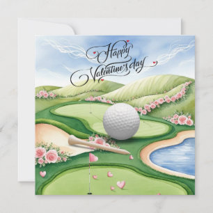 Romantischer Golfplatz mit Rosen – Aquarell Feiertagskarte
