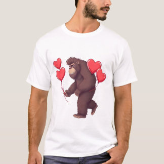 Romantischer Gorilla mit Herzballons T-Shirt