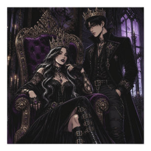 Romantischer Goth-König und -Königin Dunkle Ästh Poster