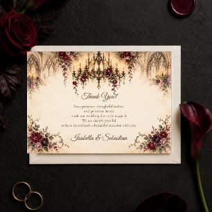 Romantischer gotischer Kronleuchter-Hochzeit Dankeskarte